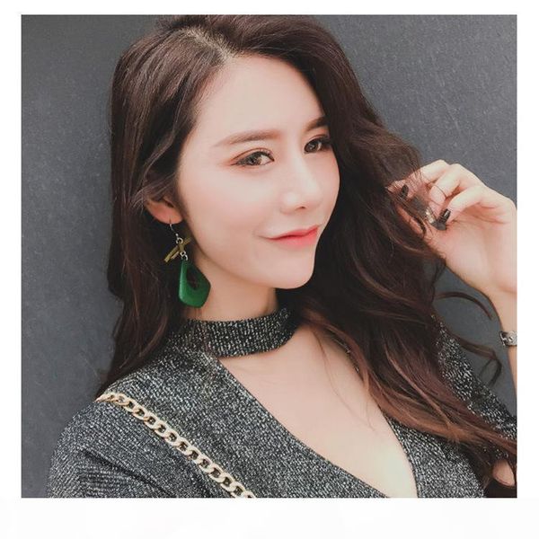 

e korean fashion exaggerated big wooden earrings wholesale ladies all -match long minimalist temperament eardrop earrings for women, Golden;silver