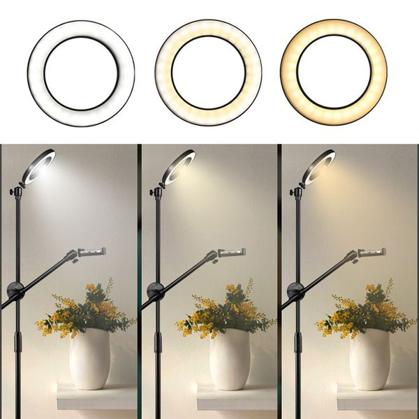 

led fill light ring lamp+adjustable phone pgraphy dimmable beauty shooting stand+boom arm p studio kits for live video