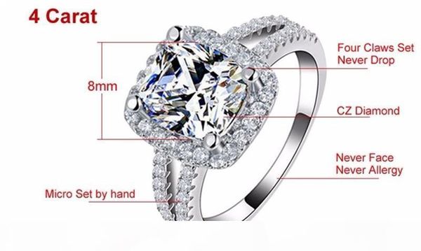 

l diamond ring original fashion jewelry 925 sterling silver wedding rings for women with 8mm cz diamond engagement ring wholesale j29hg, Slivery;golden