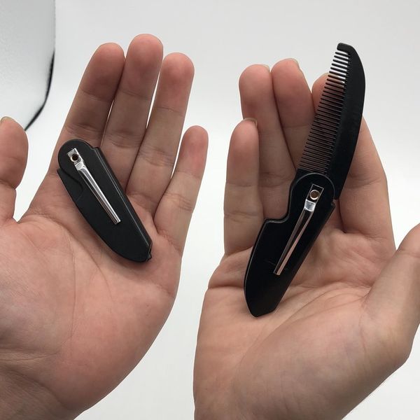 

1 pcs mens womens beauty handmade folding pocket clip hair moustache beard comb fast shipping, Silver