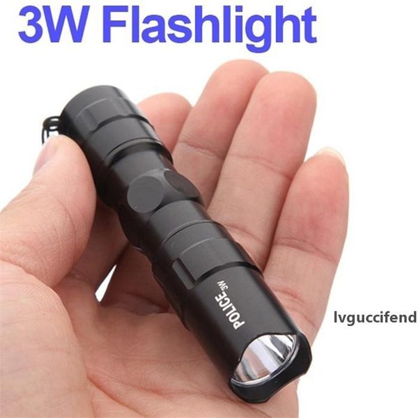 

mini black waterproof led flashlight outdoor camping cycling bicycle led torch penlight retail package with dhl