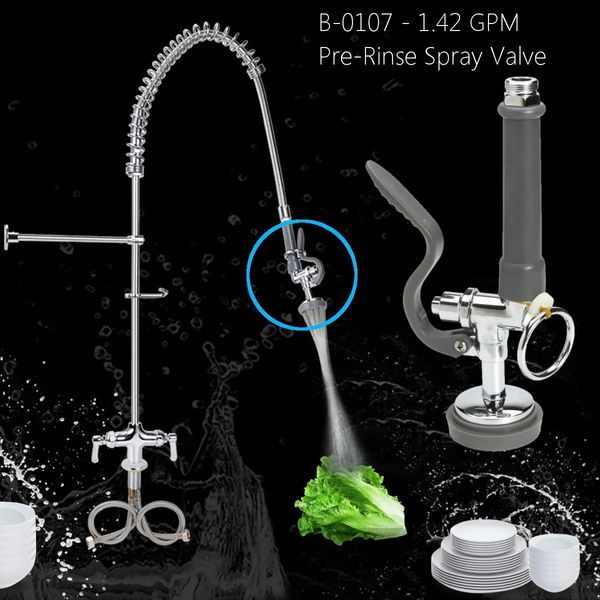 

b-0107 gpm brass kitchen tap pre-rinse spray head valve faucet with ring