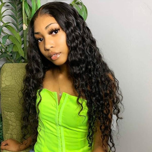 

curly human hair lace front wigs preplucked brazilian water wave for black women deep long 13x4 13x6 wet and wavy frontal wigs