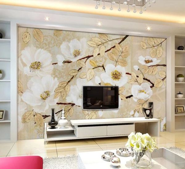 

peach blossom vintage floral oil painting p wallpaper custom 3d wallpaper for mural bedroom living room tv background