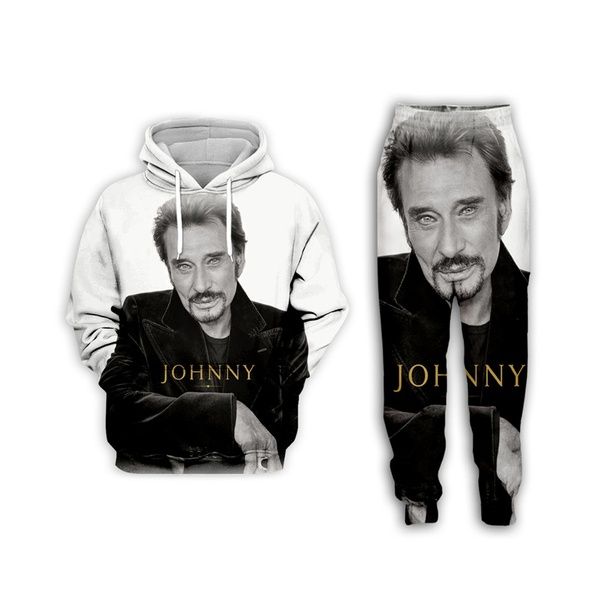 

new men/womens johnny hallyday france elvis presley funny 3d print casual fashion hoodies/sweatpants hip hop tracksuits nj36, Black
