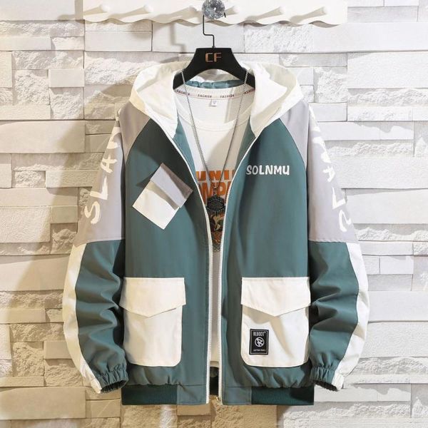 

2020 new men's spring & autumn hooded jacket fashion patchwork waterproof windbreaker casual bomber jacket zipper coats m-4xl, Black;brown