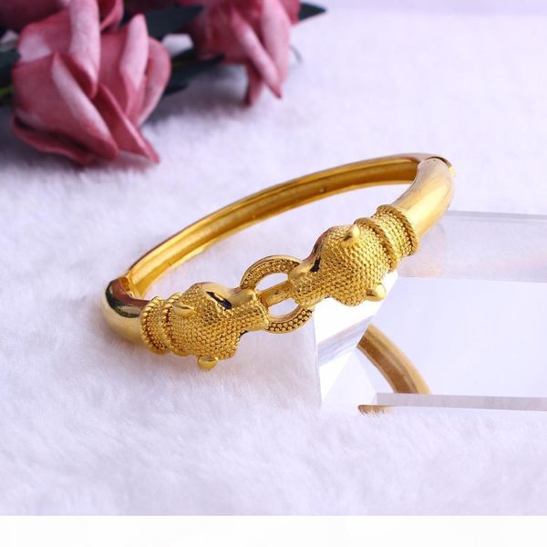 

i fansheng high quantily charm leopard bangle 24 k solid yellow gold gf bangles for women men jewelry african ethiopian gift, Black