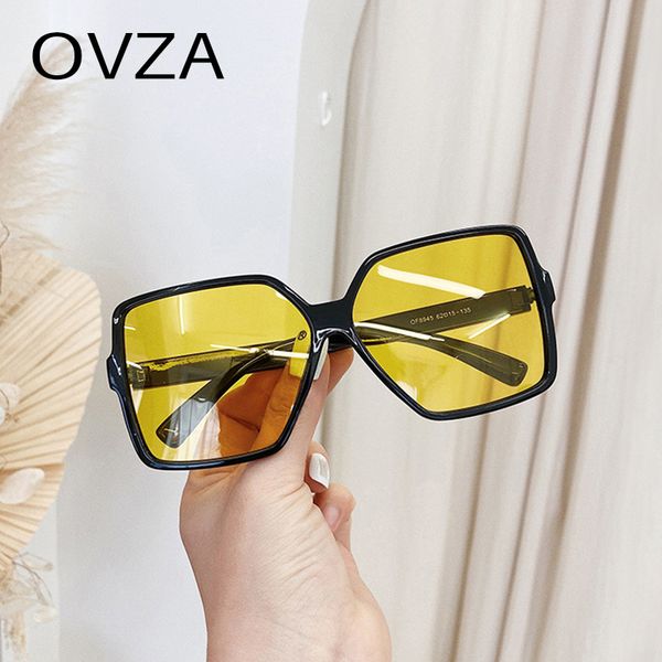 

ovza oversized sunglasses square women polarized driver's glasses yellow fashion uv400 lens s7005, White;black