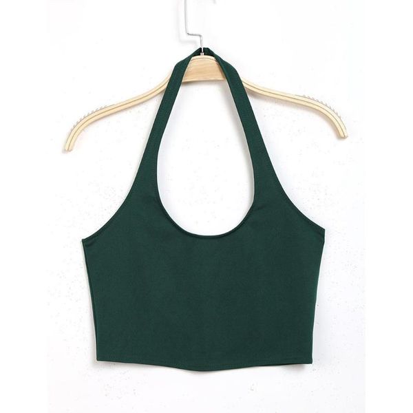 

womens casual slim halter sleeveless fitness solid crop top, Black;blue