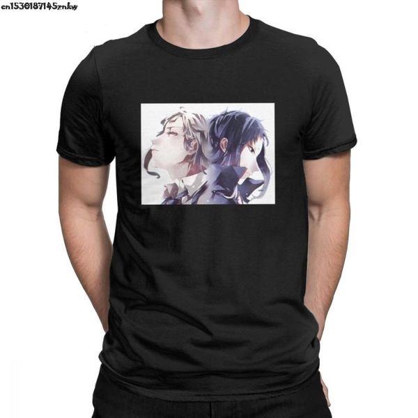 

bungou stray dogs men t shirt vintage tees short sleeve o-neck t-shirt cotton new arrival clothes p37, White;black