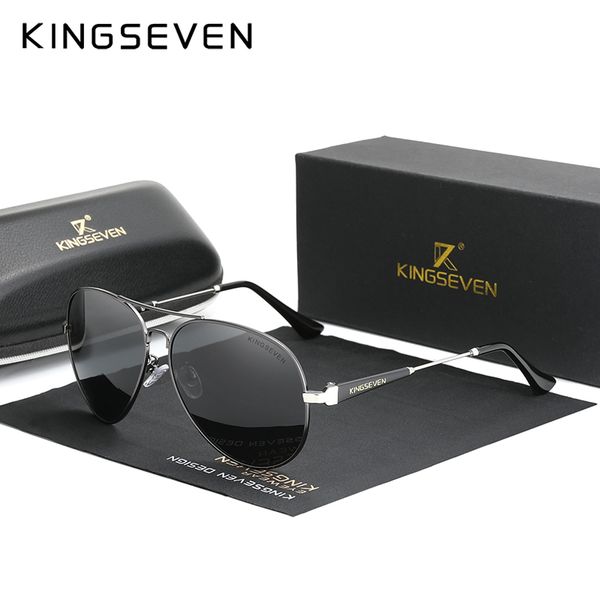 

kingseven design men classic pilot sunglasses polarized aviation frame fashion sun glasses for male driving uv400 protectio, White;black