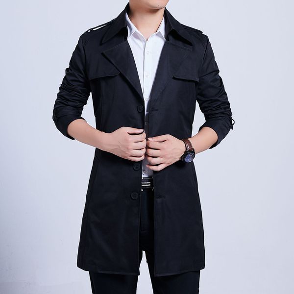 

wmqn1 мужская ветровка плащ ветровка средней длины корейски приталенный 2019 новый плащ пальто осень одежды сезона красивый модный бренд, Tan;black