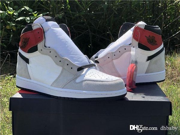 

air aauthentic 1 high og retro white black light smoke grey men basketball shoes 555088-126 varsity red man sports sneakers with box