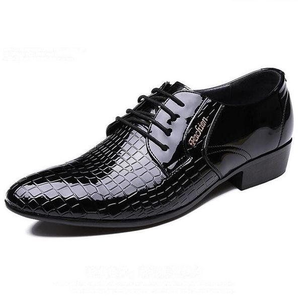 

mazefeng men's crocodile dress leather shoes lace-up wedding party shoes mens business office oxfords flats pls size men fashion, Black