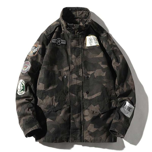

men jacket 2020 sell popular print autumn casual camouflage men jacket with a loose stand-up collar jacket oversize m-4xl, Black;brown