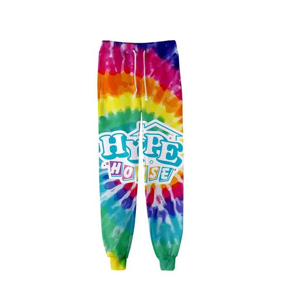 The Hype House Tie Dye Спортивные штаны с 3D принтом Модные повседневные брюки для бега Уличная одежда Хип-хоп Kpop Мужчины Женщины Теплые брюки Trousers231D