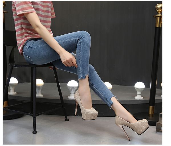 

gold high heels platform heels shoes woman pumps women shoes high heels party wedding shoes, Black