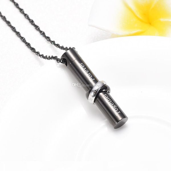 

ijd9944 cremation jewelry stainless steel black perfume bottle cremation necklace for ashes, Silver