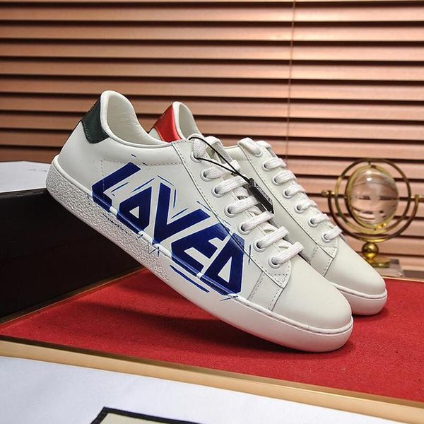 

men 's ace sneaker with loved print men shoes outdoor walking vintage breathable shoes lace -up low luxury men shoes zapatos de ho, Black