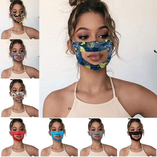 

Fashion Floral Deaf Mute Face Mask Clear Mouth Window Dustproof Mask for Deaf Lip Reading Mouth Mask Washable Reusable Ear Loops FY9154