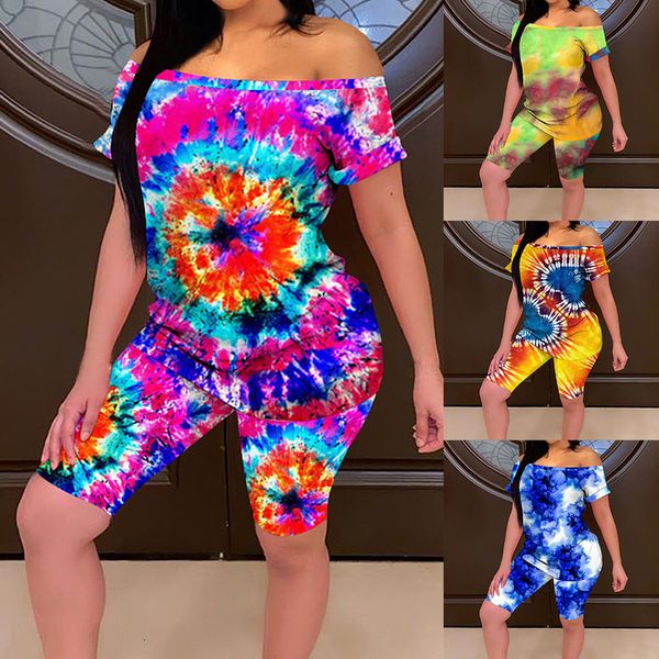 

tie dye two piece set women summer clothes casual sportswear 2 piece outfits for women sweatsuit off shoulder and shorts set, Gray