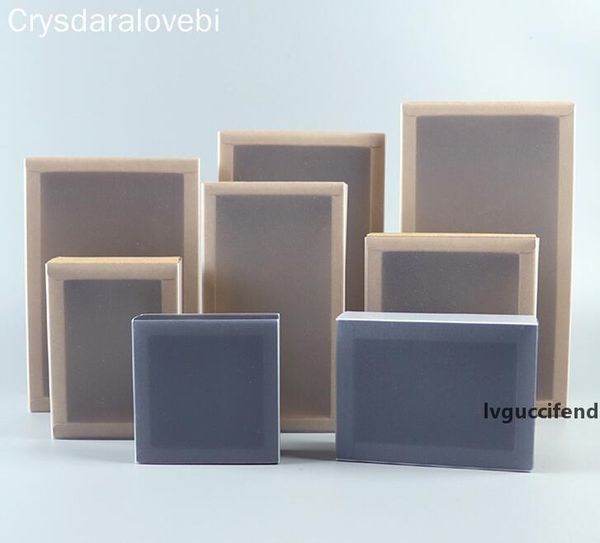 

10pcs kraft black white gift packaging box with window kraft carton paper gift paper box with lid carton cardboard