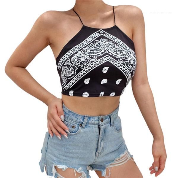 

vest cami camiseta womens print slim fit halter camisole female tank reflective bralet buckle tube, Black;white