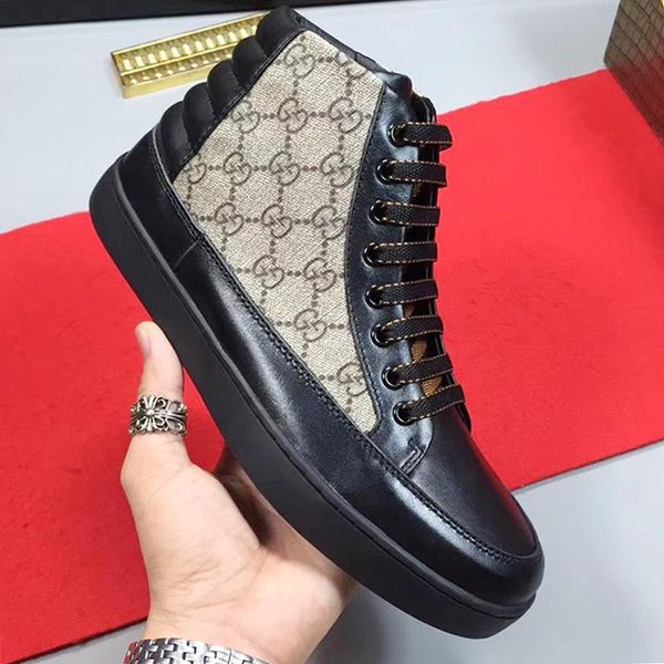 

2021 mens high sneaker luxury mens shoes outdoor walking footwears lace -up plus size casual sports men shoes scarpe da uom, Black