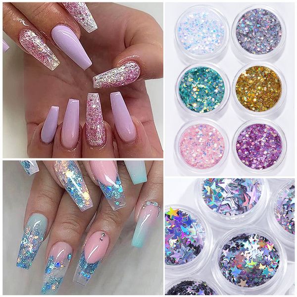 

16 colors heart-shaped butterfly patch nail art decoration decals glitter flake nail sequins manicure nail supplies tool, Silver;gold