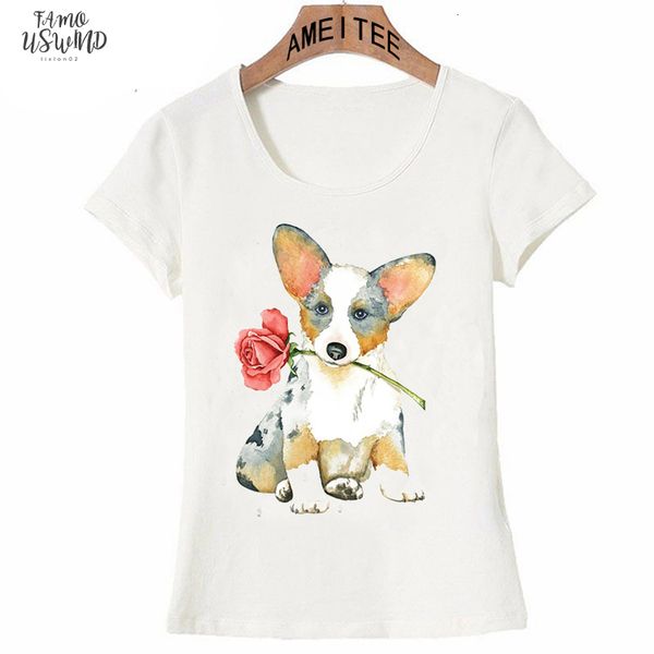 

2020 new summer women t shirt cute rose mini schnauzer print t shirt casual hipster maiden short sleeve girl tees, White