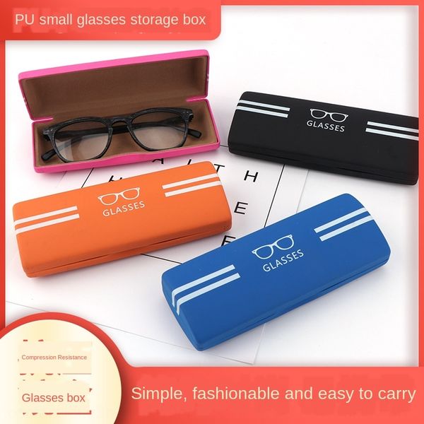 

cute men and women girl multi-color pu small simple glasses storage box and fresh student glasses storage box, Blue