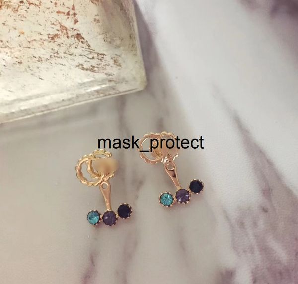 

gu jiashuang g letter color treasure s925 sterling silver ins light luxury style elegant earrings women's all-match cold, Golden