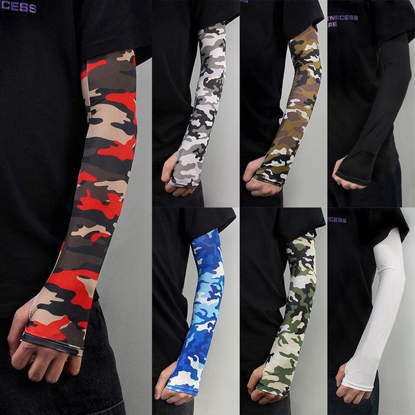 

ice ice silk camouflage silk men's sleeve camouflage printing cool outdoor finger-exposed riding arm sun-proof sleeve men's