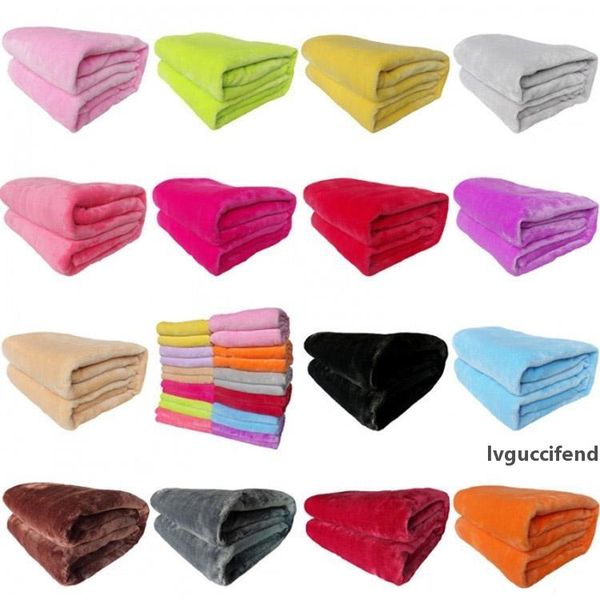 

3 sizes single flannel blankets winter warm soft solid coral velvet blanket plush knee throw blanket for bed sofa office nap car carpet xx