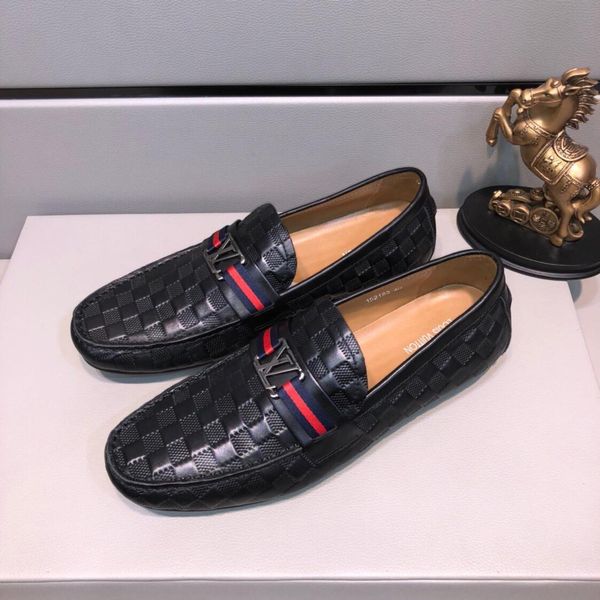 

2020 genuine leather men's fashion peas shoes wild shoes, fashionable business casual wear shoes, size: 38-45, Black
