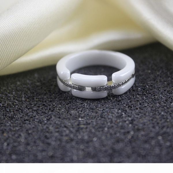 

white ceramics ring for women men diamond rings band jewelry for party, Silver