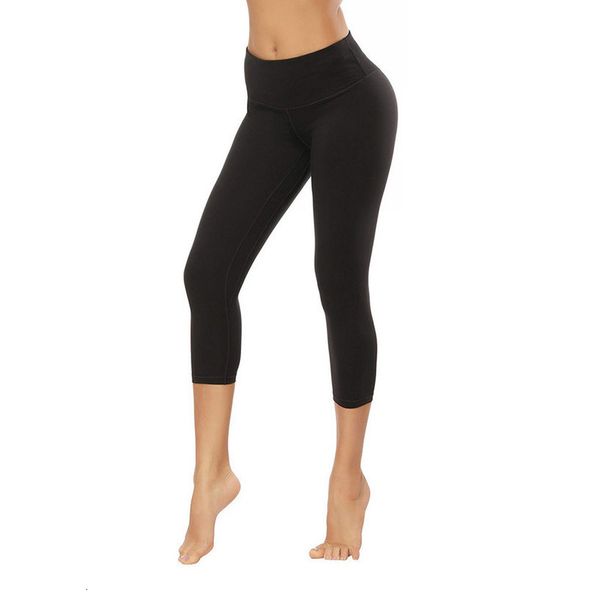 

2020 women leggings gym sports leggings ladies solid color hips seven points leggings sports pants rota gotica mujer seksi 38, Black