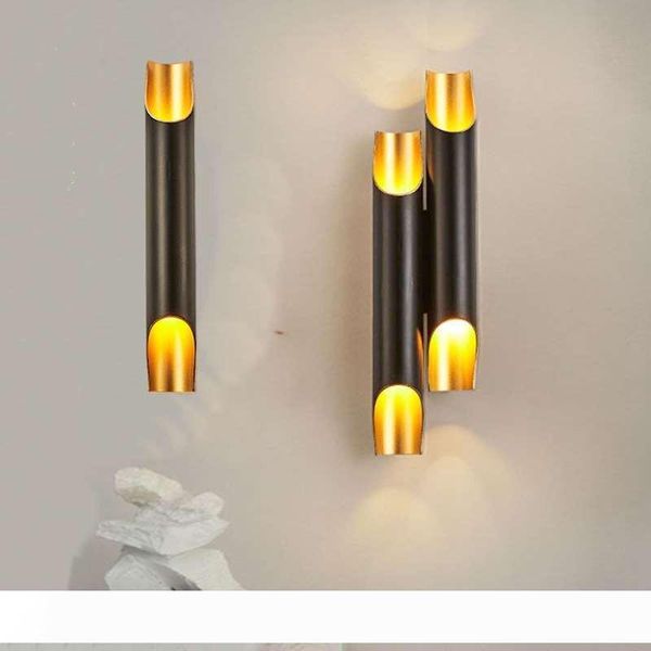 

Nordic LED Wall Lamps Black golden Metal Pipe wing Wall Sconce Bedroom lamp Living room Luminaria Light Fixtures luminaire