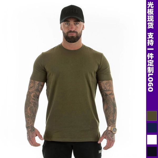 

muscle brothers tide brand solid color sports t-shirt casual round neck short sleeve men's outdoor t-shirt, Black;red