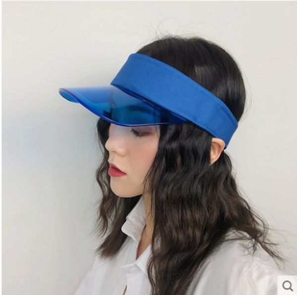 

sun female transparent brim empty cycling cycling cap hat sunscreen riding driving cap korean style too empty hat, Blue;gray