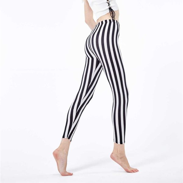 

2020 slim sports leggings black and white vertical stripes outdoor fitness pants workout plus size leggings jeggings o5a045