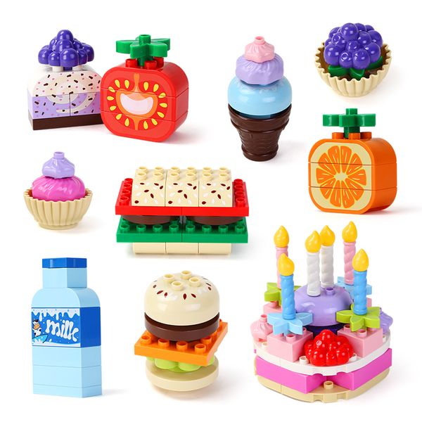 

block colorful dessert party inserts big particle children's puzzle assembly toy both boy and girl 109pcs