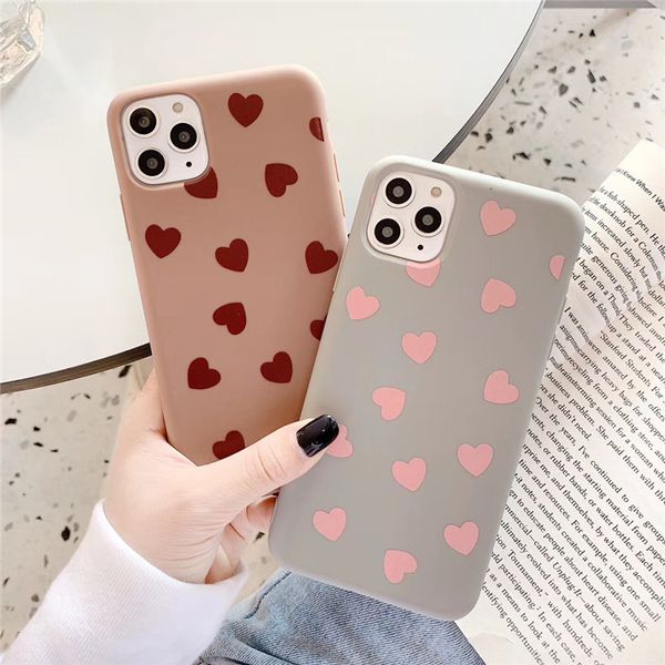 

cadny color silicone love heart cases for iphone xr x xs max 6 6s 7 8 plus 11 11pro max cute soft tpu simple fashion phone case