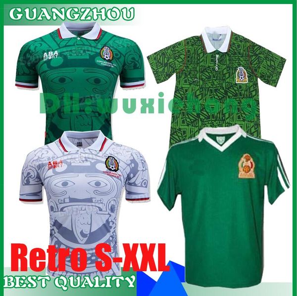 

1994 mexico #9 h. sanchez mens soccer jerseys 1999 national team retro #11 blanco #15 hernandez home away football shirts 1986 uniforms, Black;yellow
