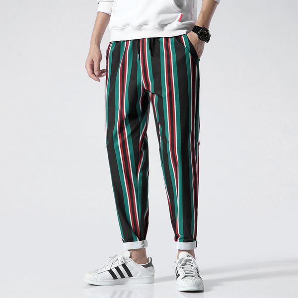 

mens joggers pants casual man pants streetwear hip hop black cargo men trousers 2020 new striped casual jogger