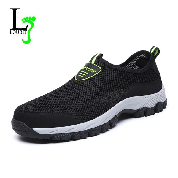 

men shoes mesh casual sneakers summer autumn fashion men loafers rubber shoe big size 48 breathable male flats calzado de hombre, Black