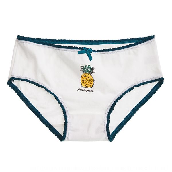 

все-хлопок женщин нижнее белье девушки жира мм большого размера милый мультфильм трусы белье фрукты ананас манго трусы, Black;white