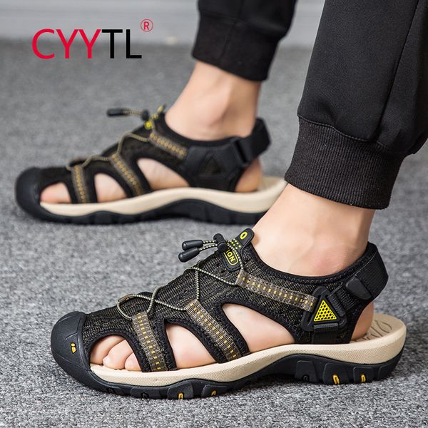 

cyytl new men soft sandals retro summer shoes roman style leather sandals men comfortable outdoor beach hiking shoes, Black