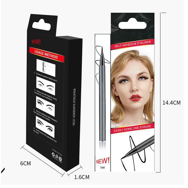 Ponto três linhas auto-adesivo Eyeliner Pen impermeável, anti halo, auto-adesivo de cílios falsos Eyeliner magia sticky