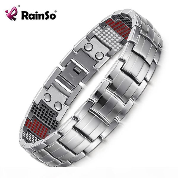 

a rainso men jewelry healing magnetic bangle balance health bracelet silver titanium bracelets special design for male y1891709, Golden;silver